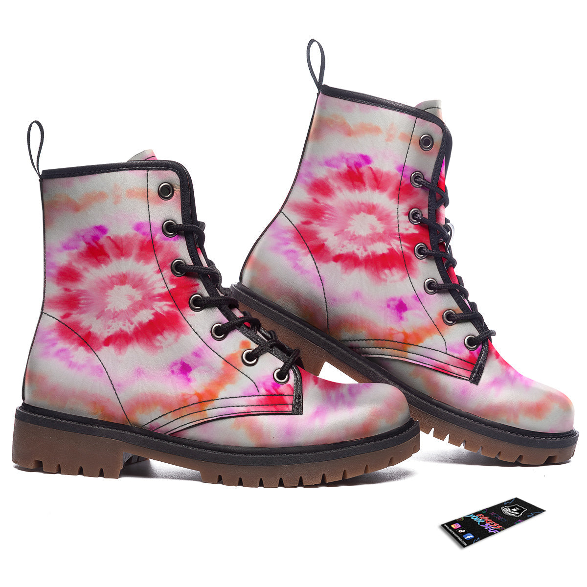Tie Dye Circle Print Work Boots-grizzshop