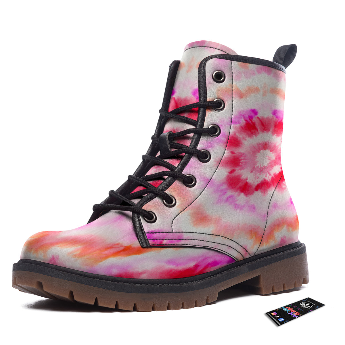 Tie Dye Circle Print Work Boots-grizzshop
