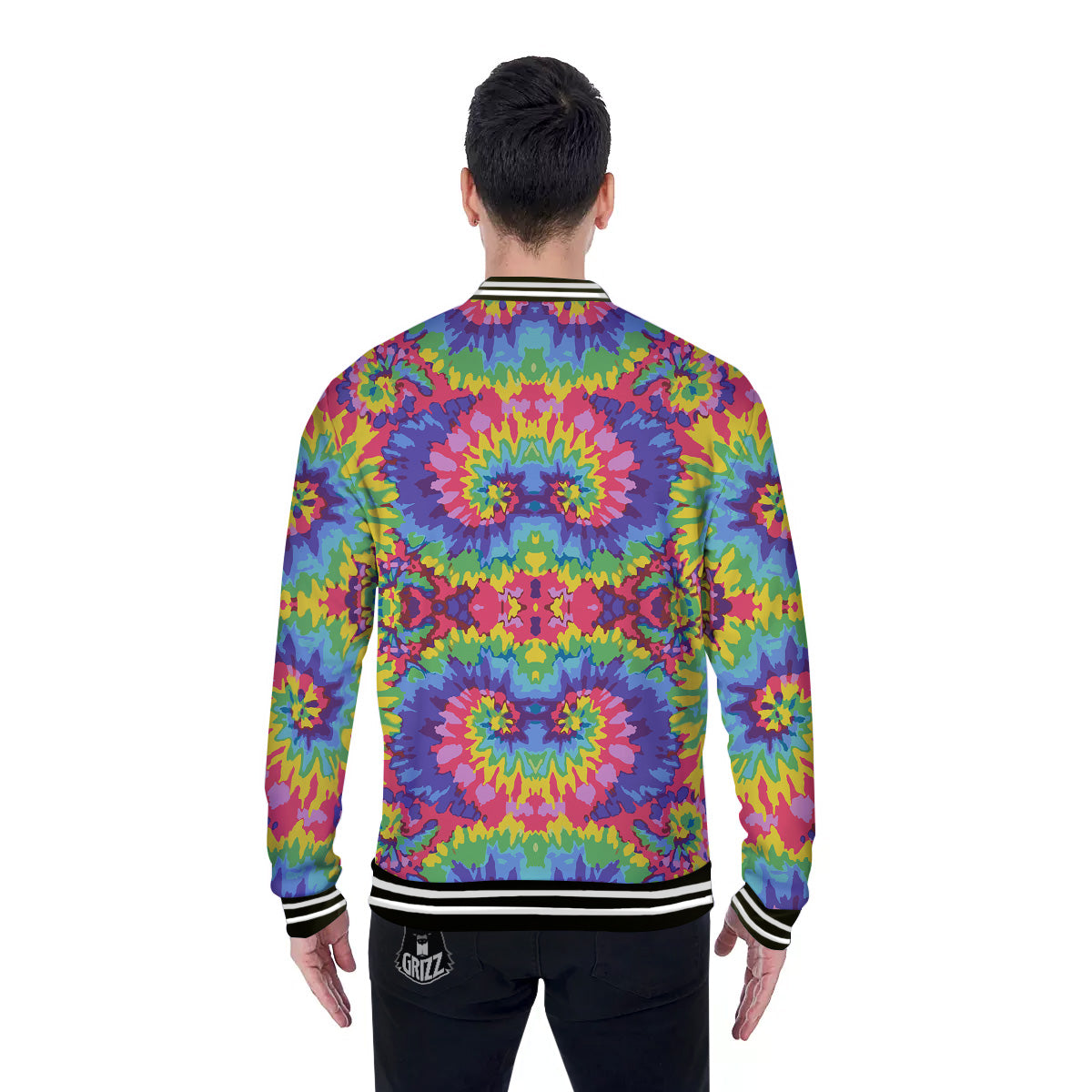 Tie Dye Colorful Abstract Print Pattern Baseball Jacket-grizzshop