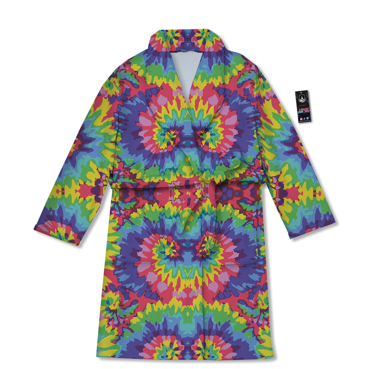 Tie Dye Colorful Abstract Print Pattern Bathrobe-grizzshop