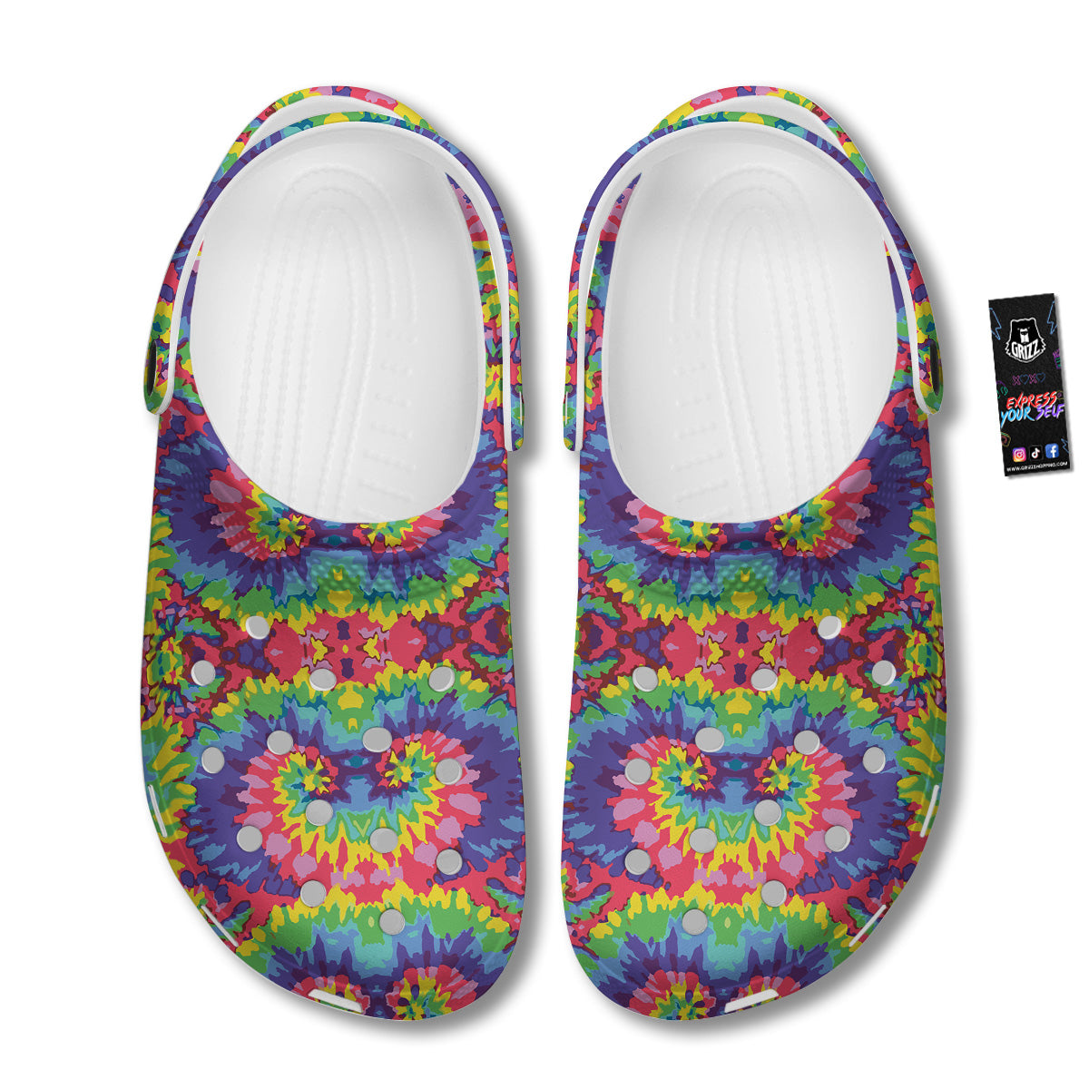 Tie Dye Colorful Abstract Print Pattern Clog-grizzshop