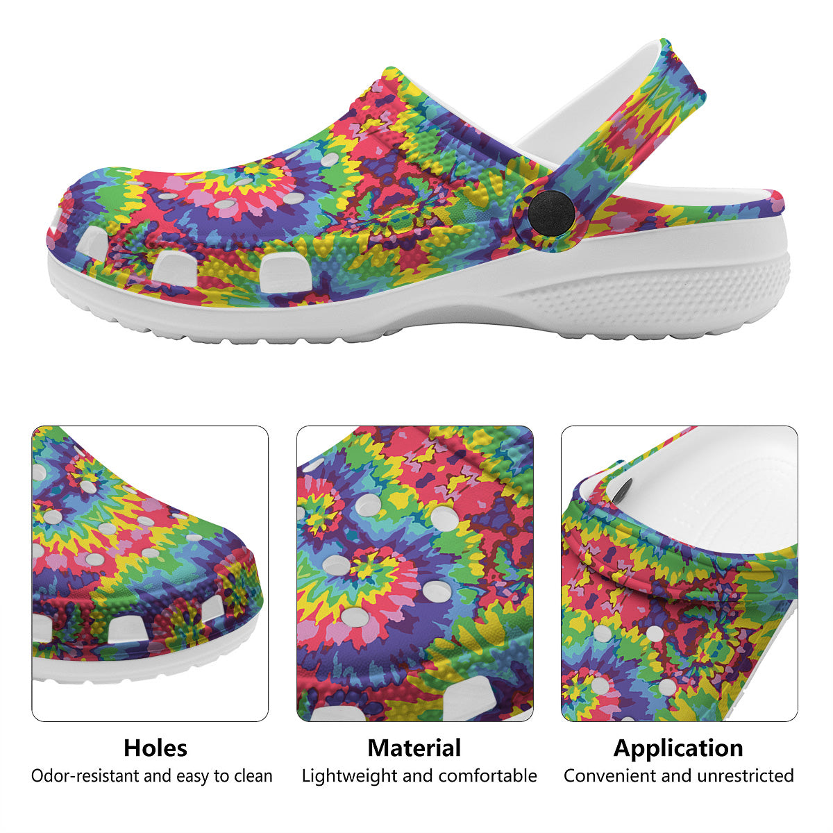 Tie Dye Colorful Abstract Print Pattern Clog-grizzshop
