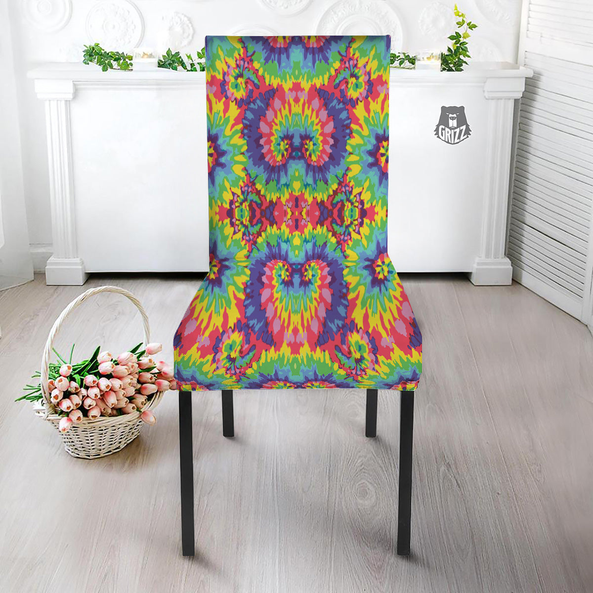 Tie Dye Colorful Abstract Print Pattern Dining Chair Slipcover-grizzshop