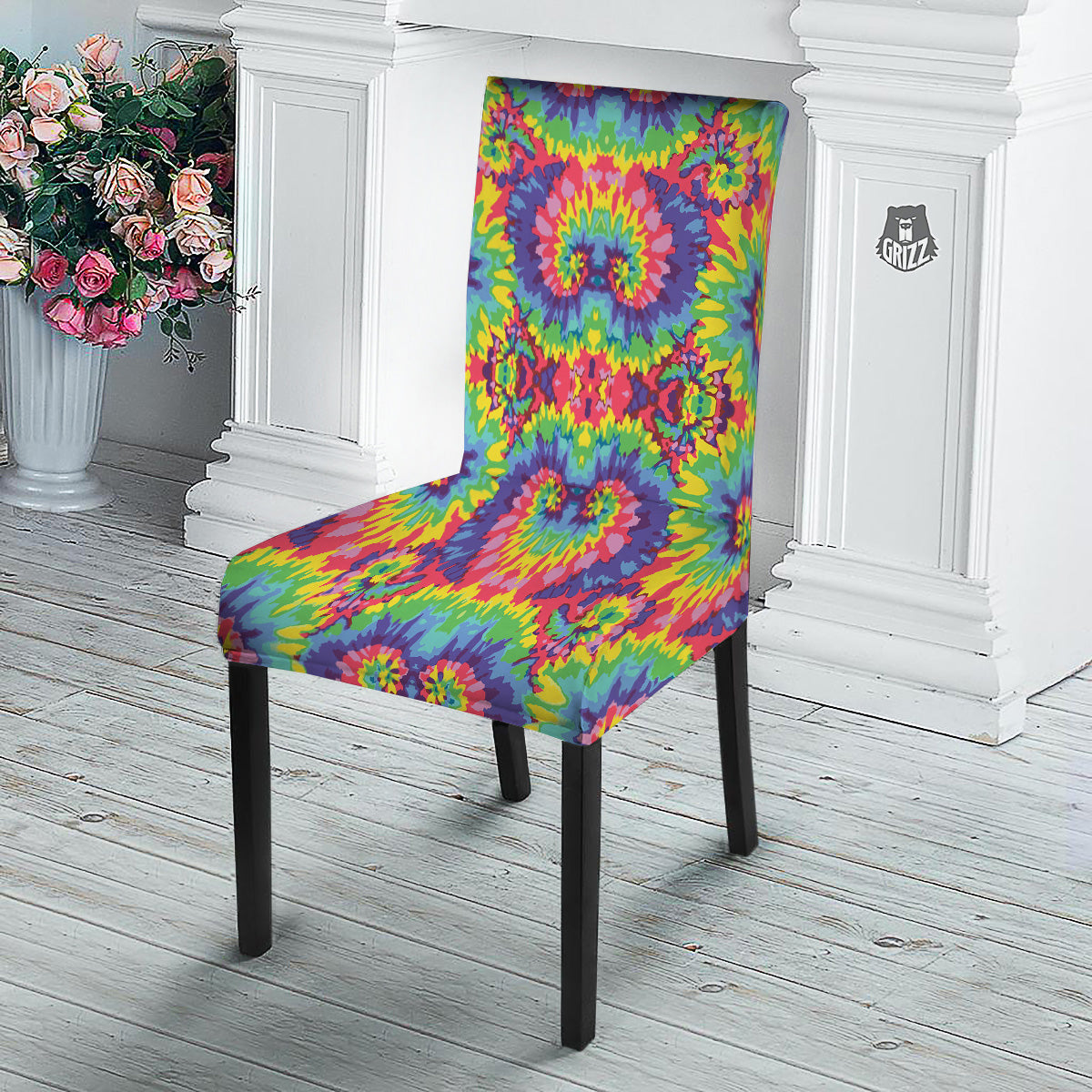 Tie Dye Colorful Abstract Print Pattern Dining Chair Slipcover-grizzshop