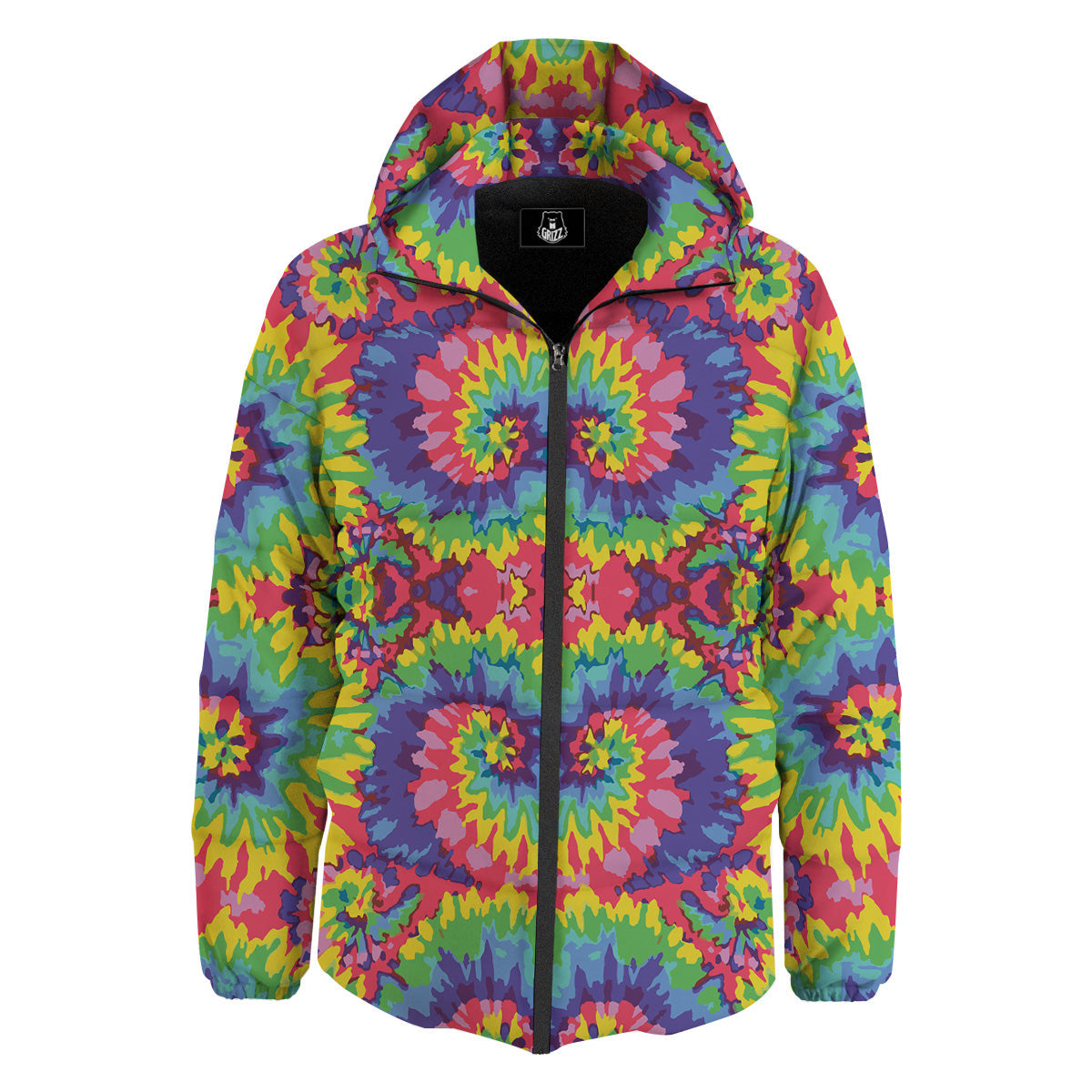 Tie Dye Colorful Abstract Print Pattern Down Jacket-grizzshop