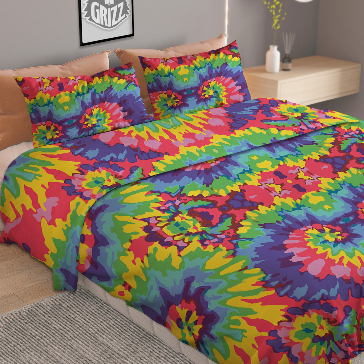 Tie Dye Colorful Abstract Print Pattern Duvet Cover Bedding Set