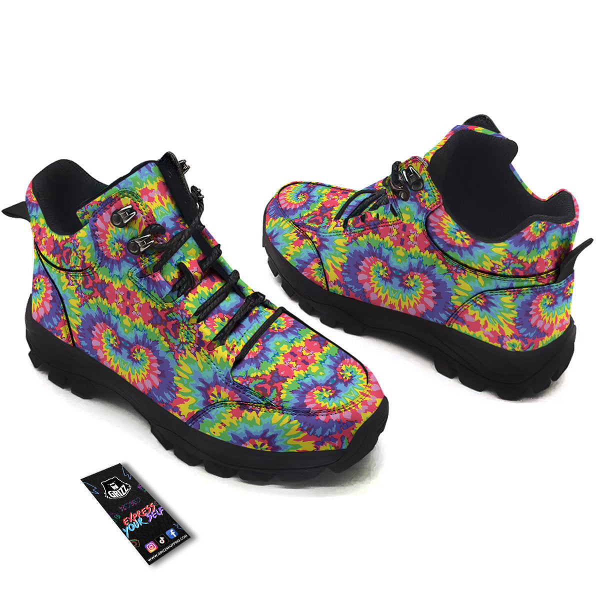 Tie Dye Colorful Abstract Print Pattern Hiking Shoes-grizzshop