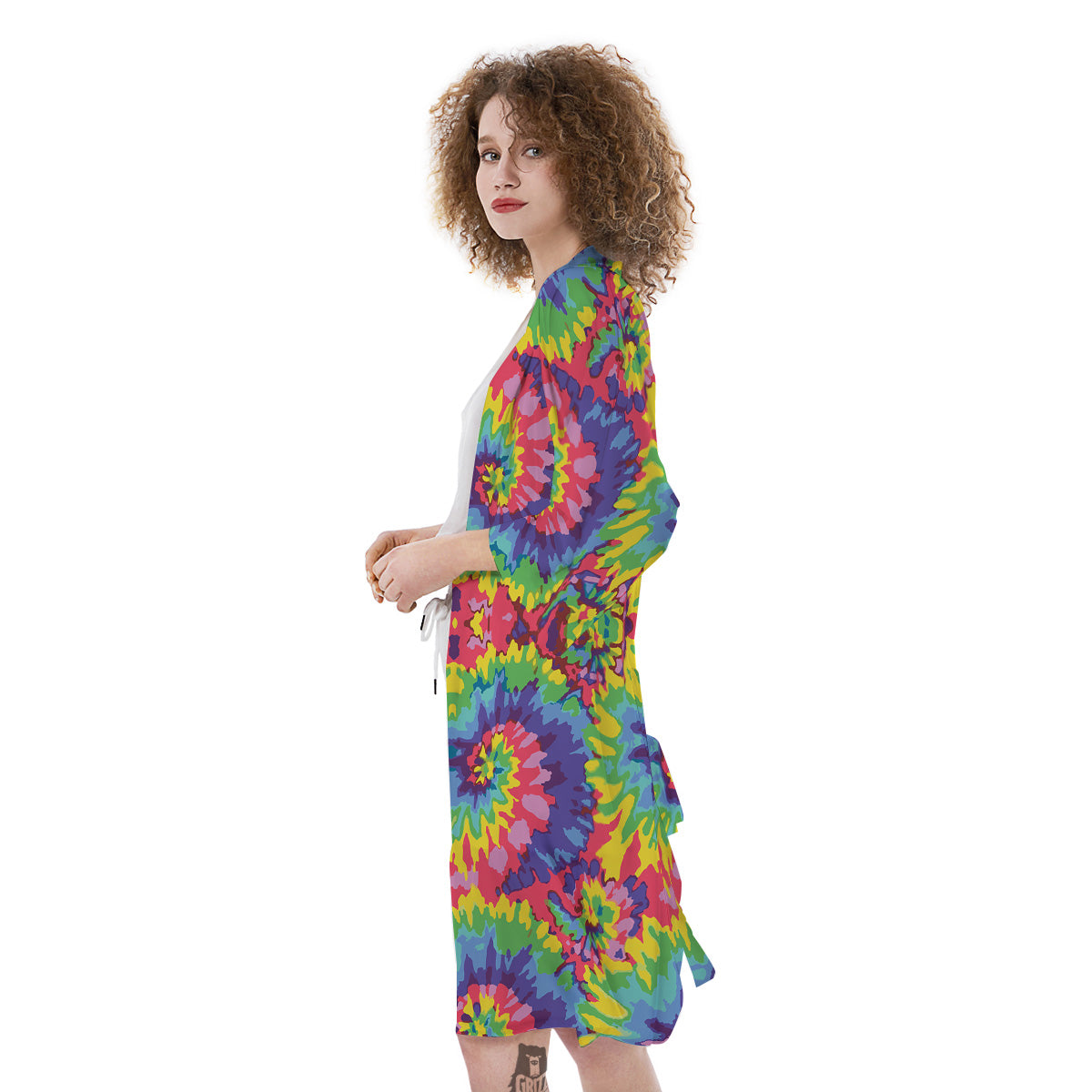 Tie Dye Colorful Abstract Print Pattern Kimono-grizzshop