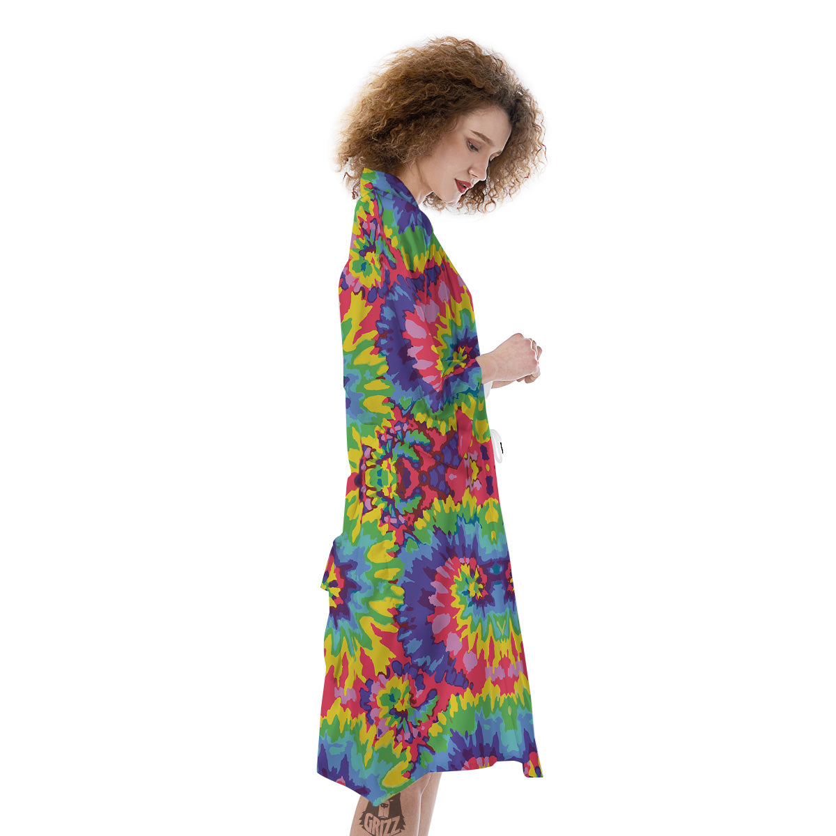 Tie Dye Colorful Abstract Print Pattern Kimono-grizzshop