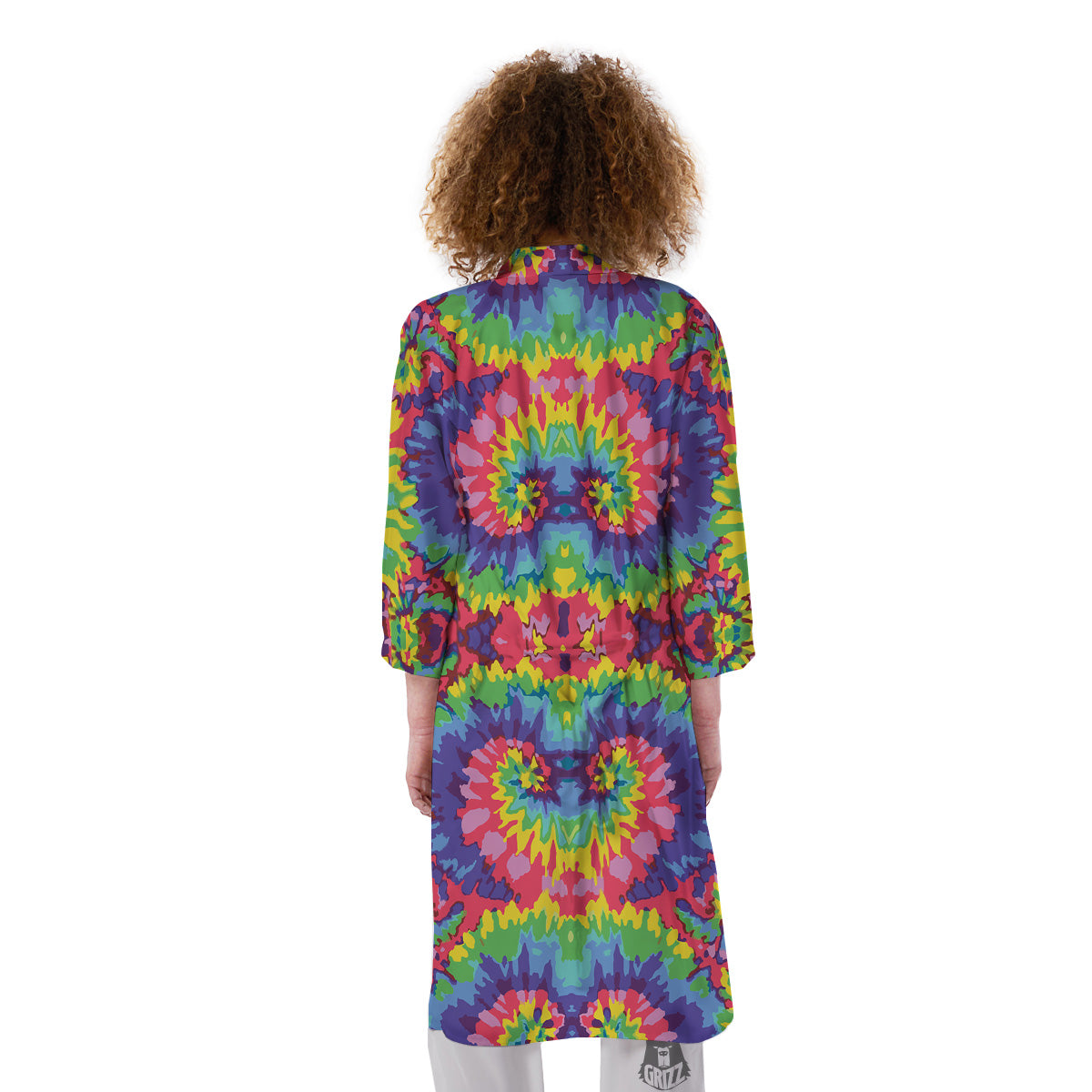 Tie Dye Colorful Abstract Print Pattern Kimono-grizzshop