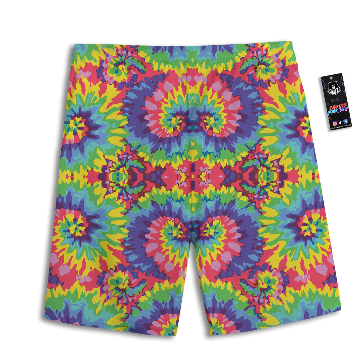 Tie Dye Colorful Abstract Print Pattern Men's Athletic Shorts