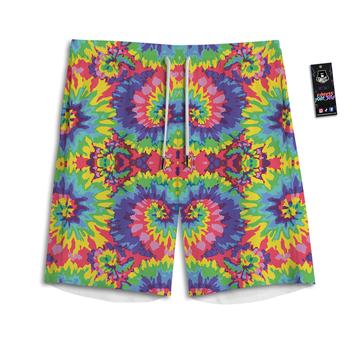 Tie Dye Colorful Abstract Print Pattern Men's Athletic Shorts