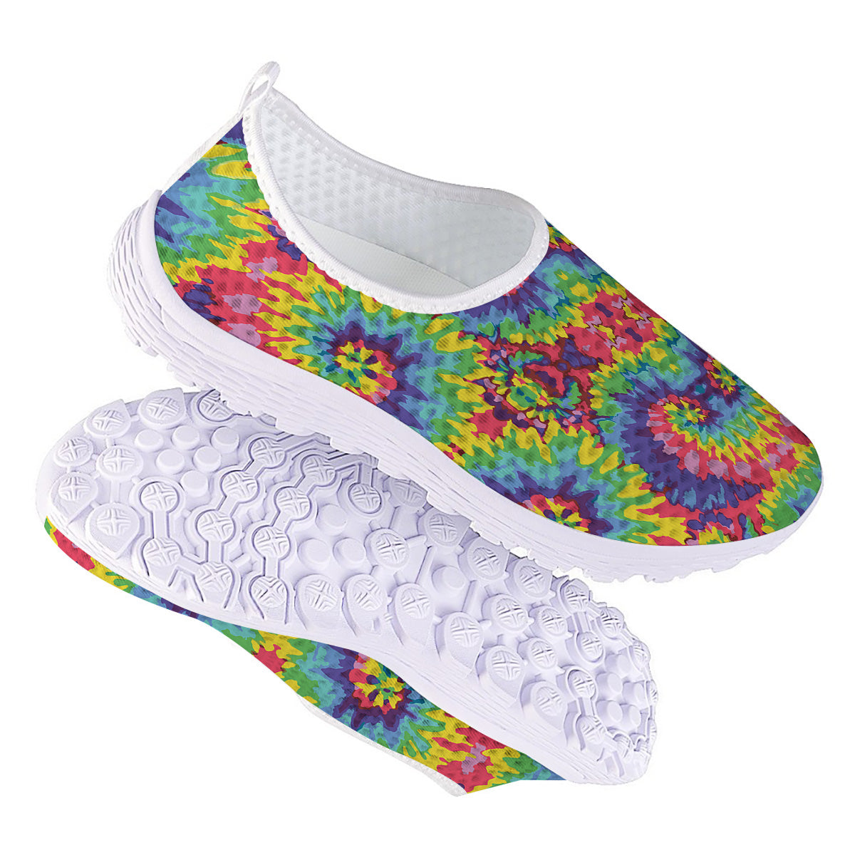 Tie Dye Colorful Abstract Print Pattern Nurse Shoes-grizzshop