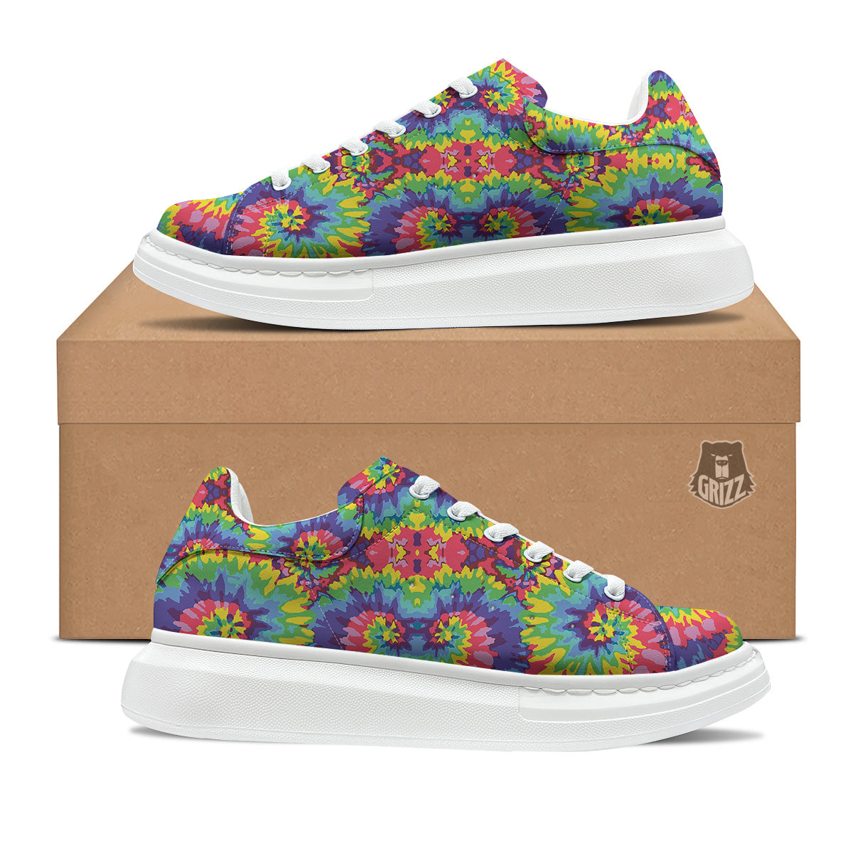 Tie Dye Colorful Abstract Print Pattern Platform Shoes-grizzshop