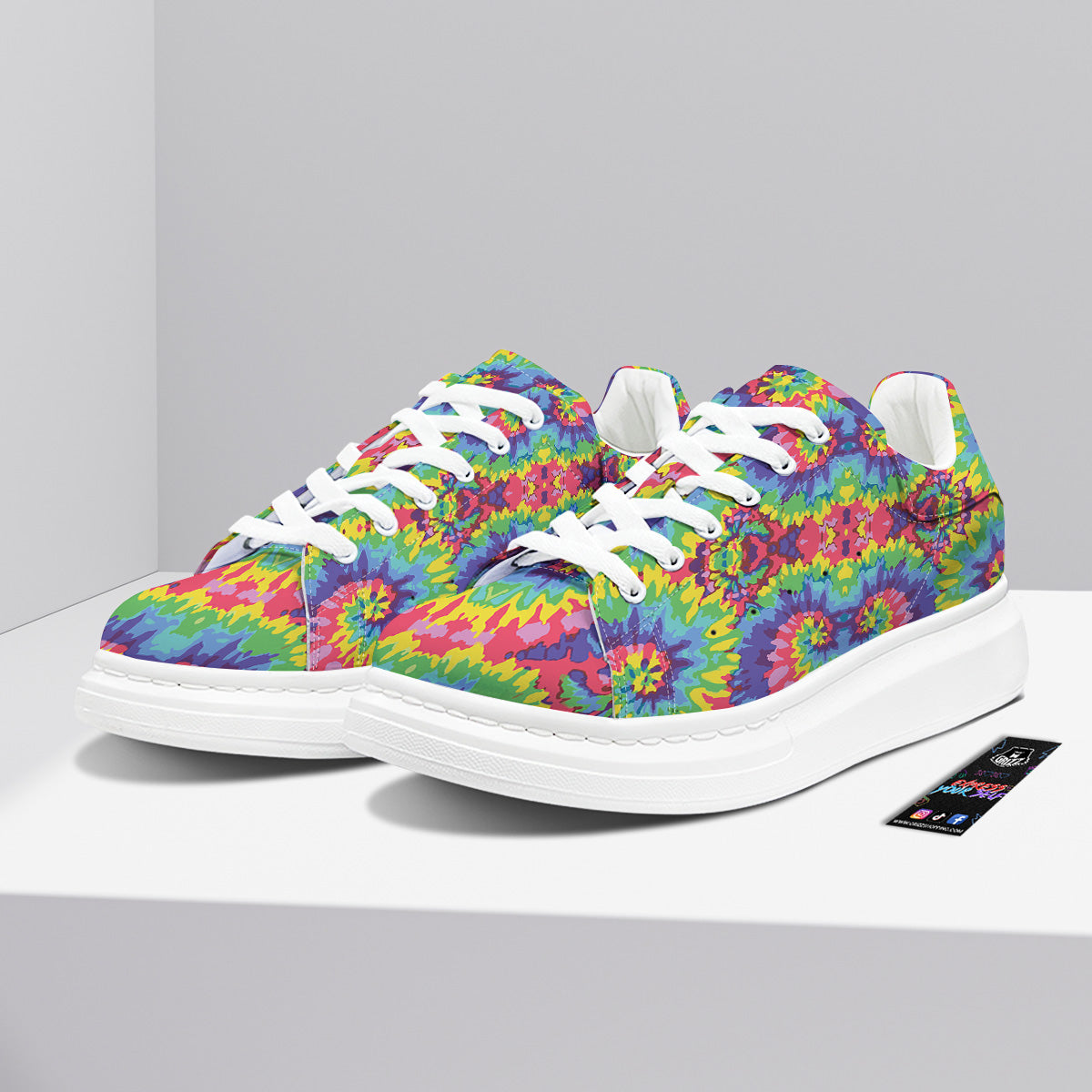 Tie Dye Colorful Abstract Print Pattern Platform Shoes-grizzshop