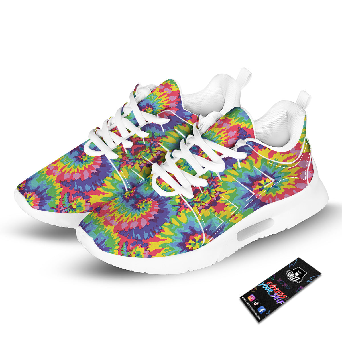Tie Dye Colorful Abstract Print Pattern Tennis Shoes-grizzshop
