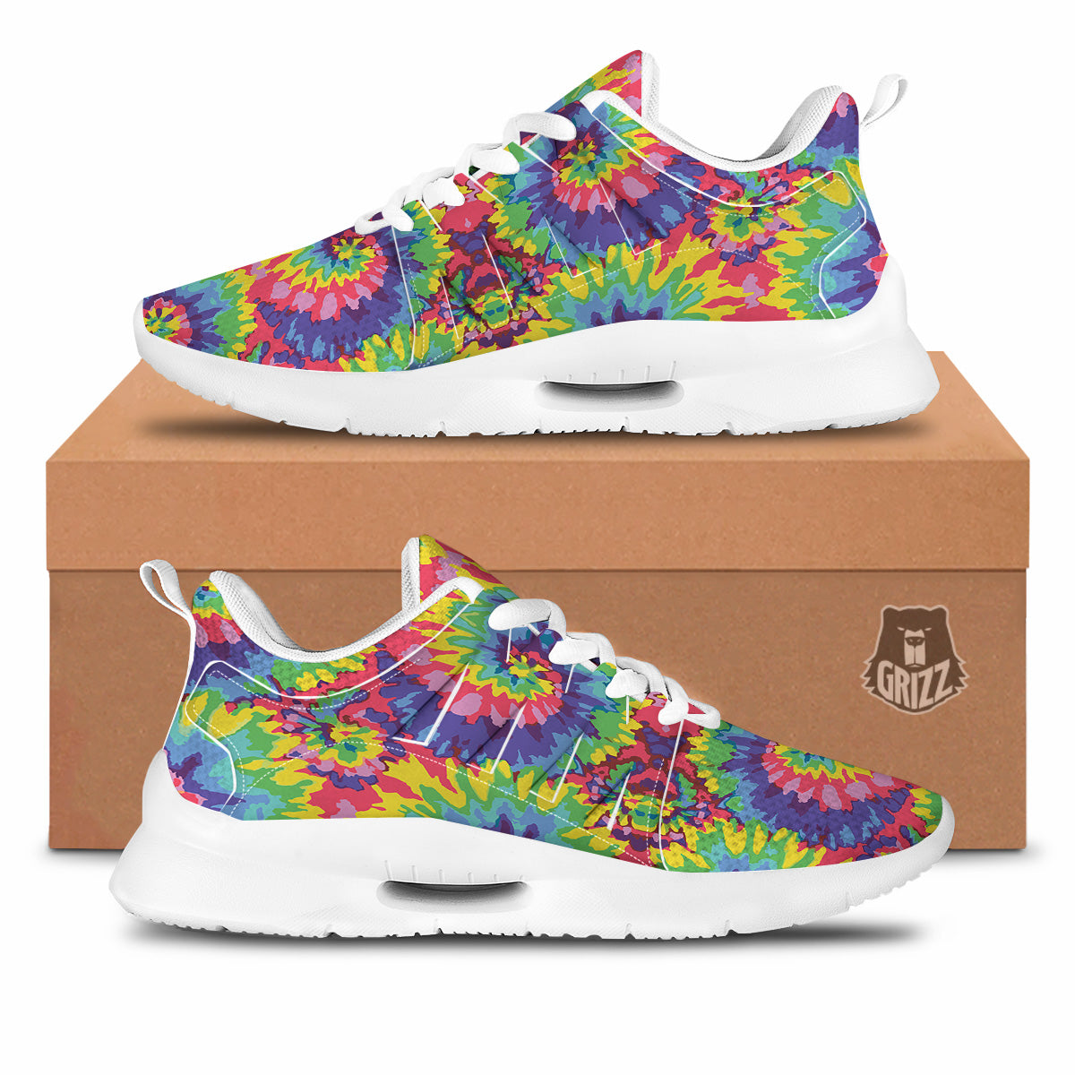 Tie Dye Colorful Abstract Print Pattern Tennis Shoes-grizzshop