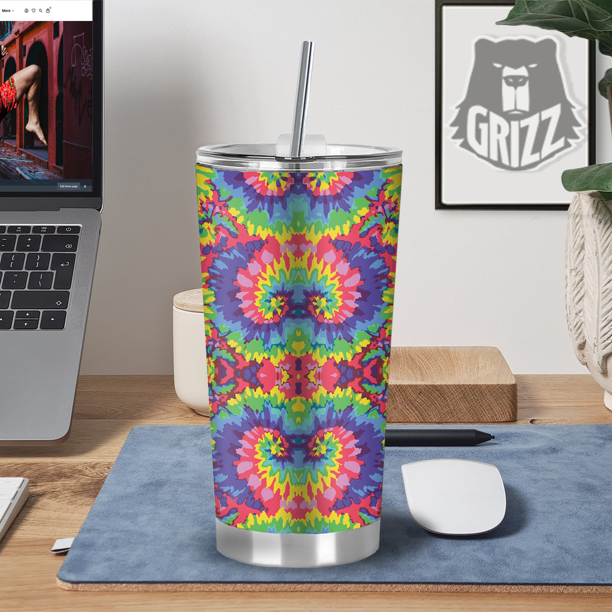 Tie Dye Colorful Abstract Print Pattern Tumbler-grizzshop