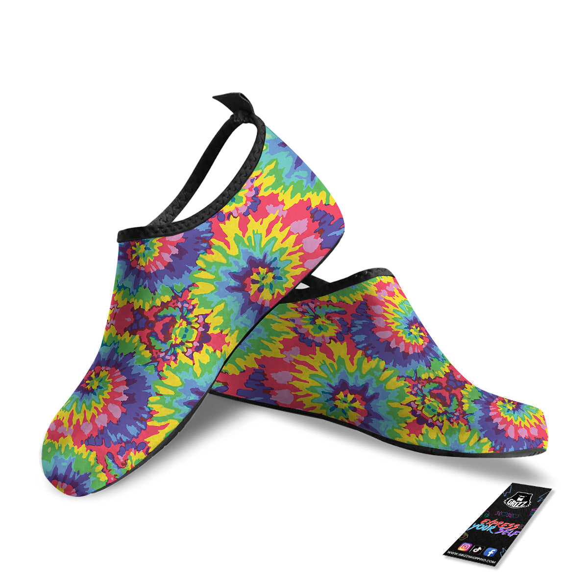 Tie Dye Colorful Abstract Print Pattern Water Shoes-grizzshop
