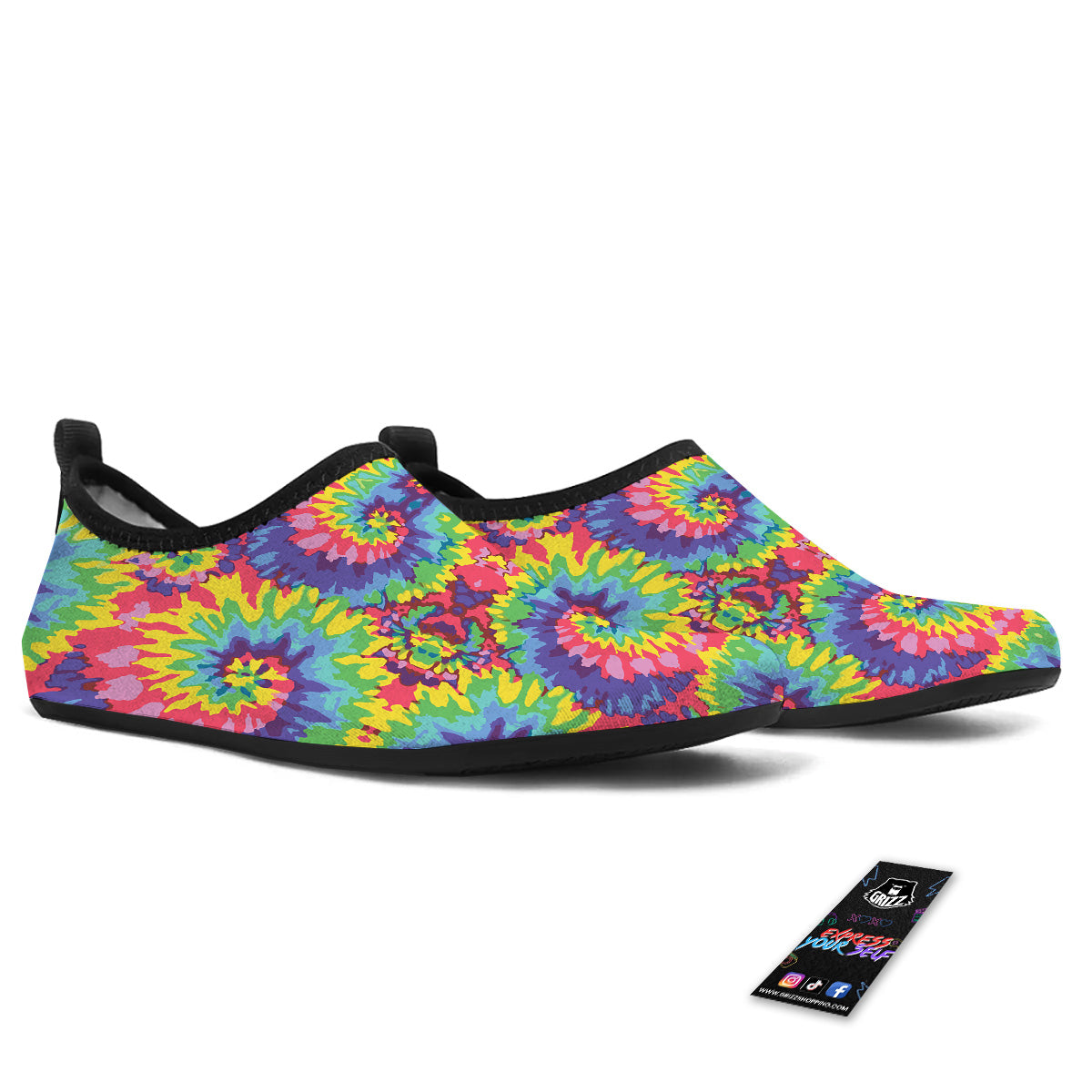 Tie Dye Colorful Abstract Print Pattern Water Shoes-grizzshop