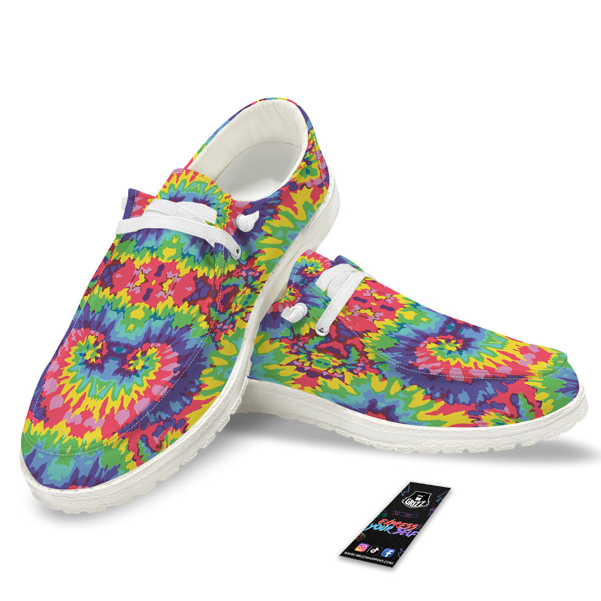 Tie Dye Colorful Abstract Print Pattern White Loafers-grizzshop