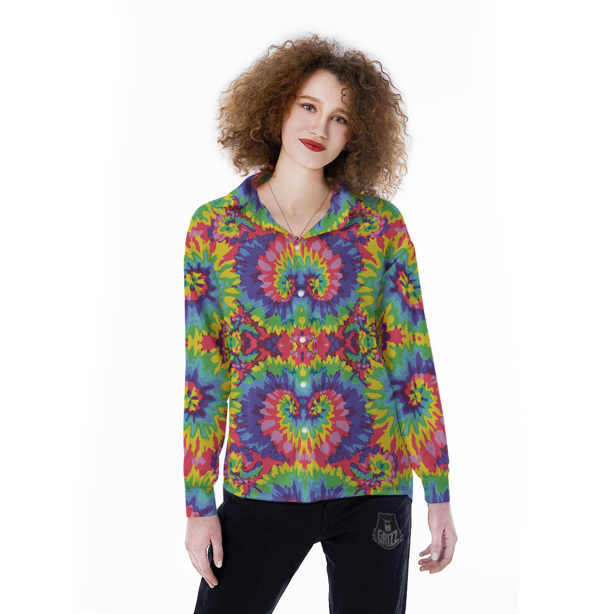 Tie Dye Colorful Abstract Print Pattern Women's Long Sleeve Shirts-grizzshop