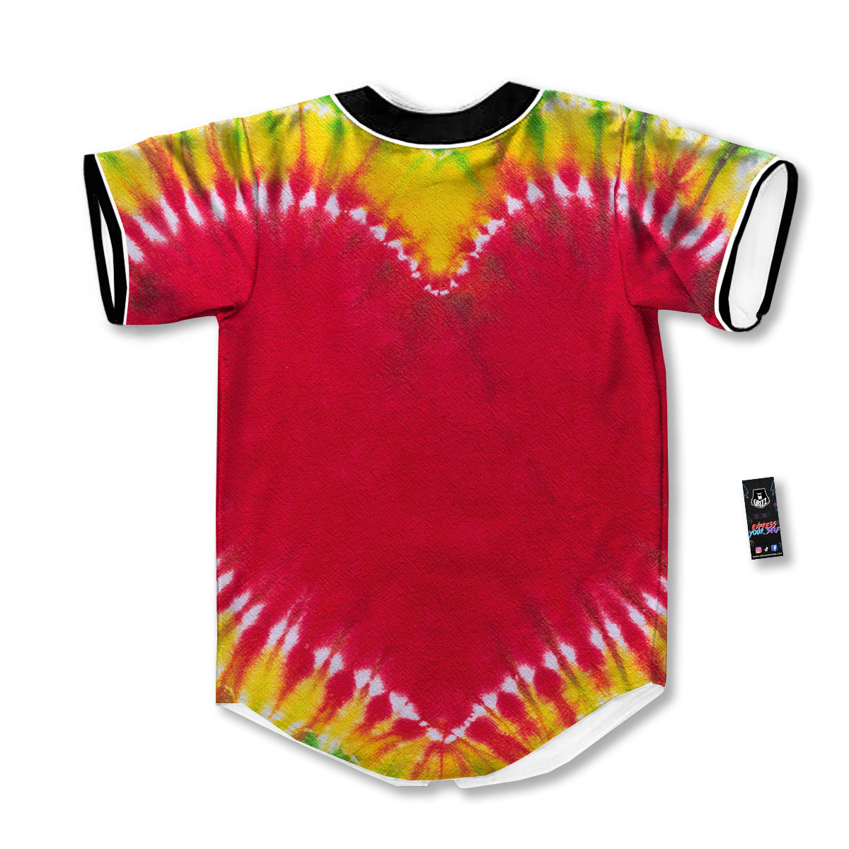 Tie Dye Colorful Heart Print Baseball Jersey-grizzshop