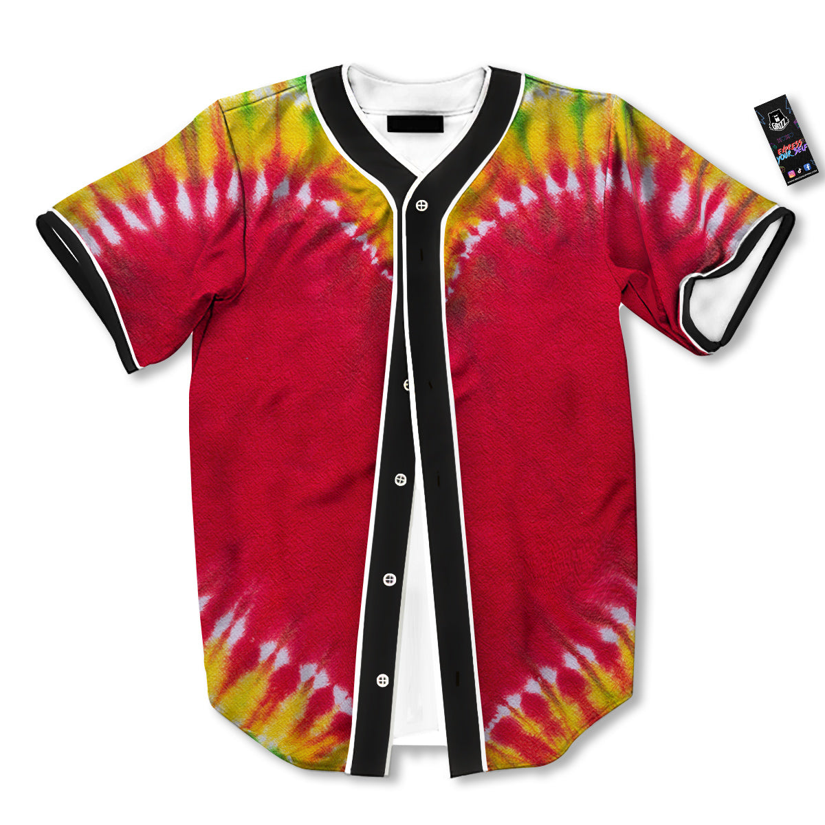 Tie Dye Colorful Heart Print Baseball Jersey-grizzshop