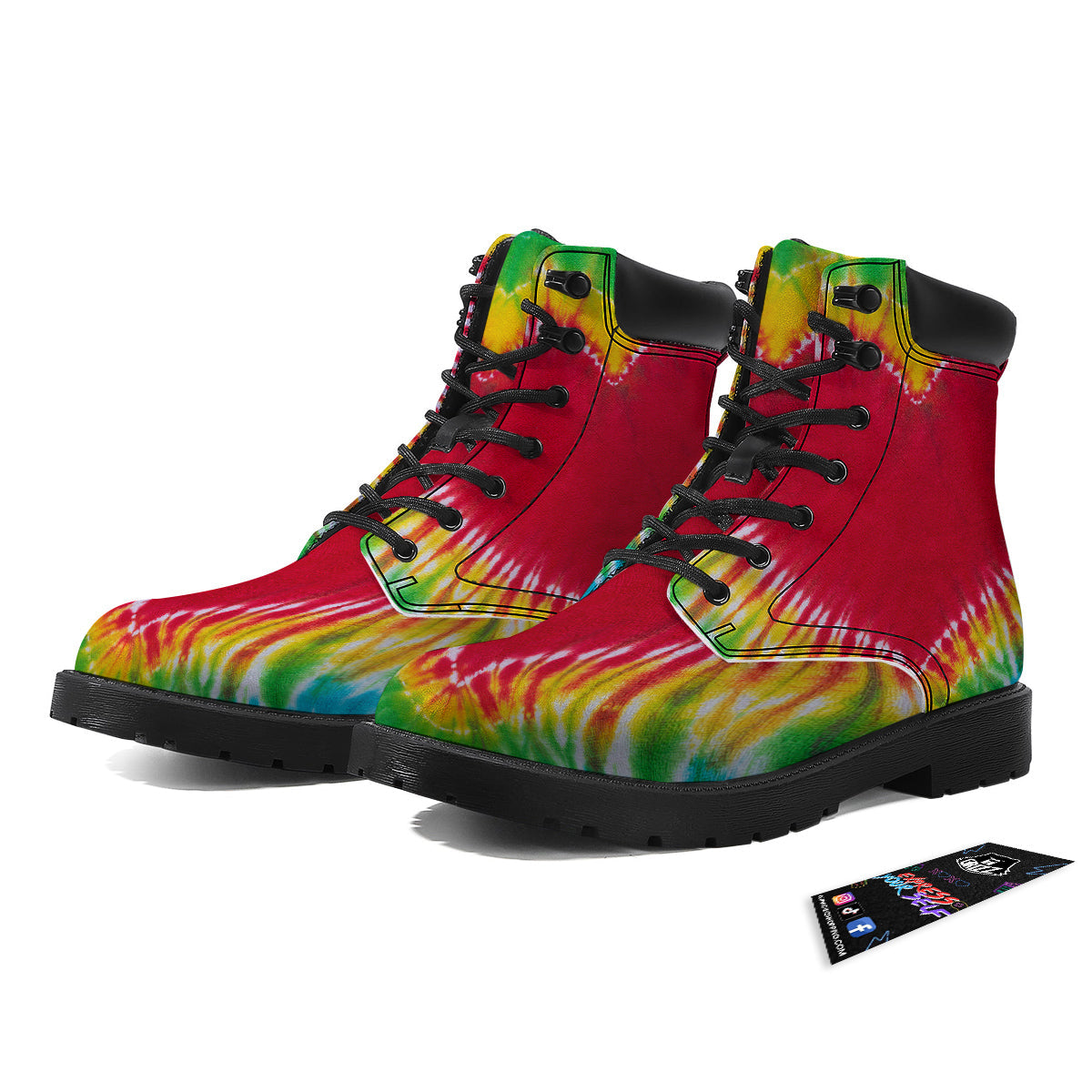 Tie Dye Colorful Heart Print Boots-grizzshop