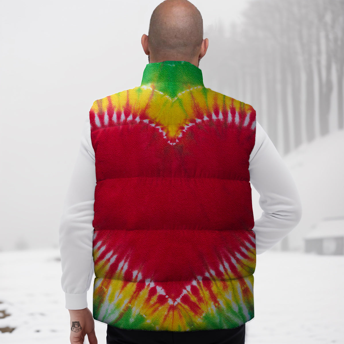 Tie Dye Colorful Heart Print Down Vest
