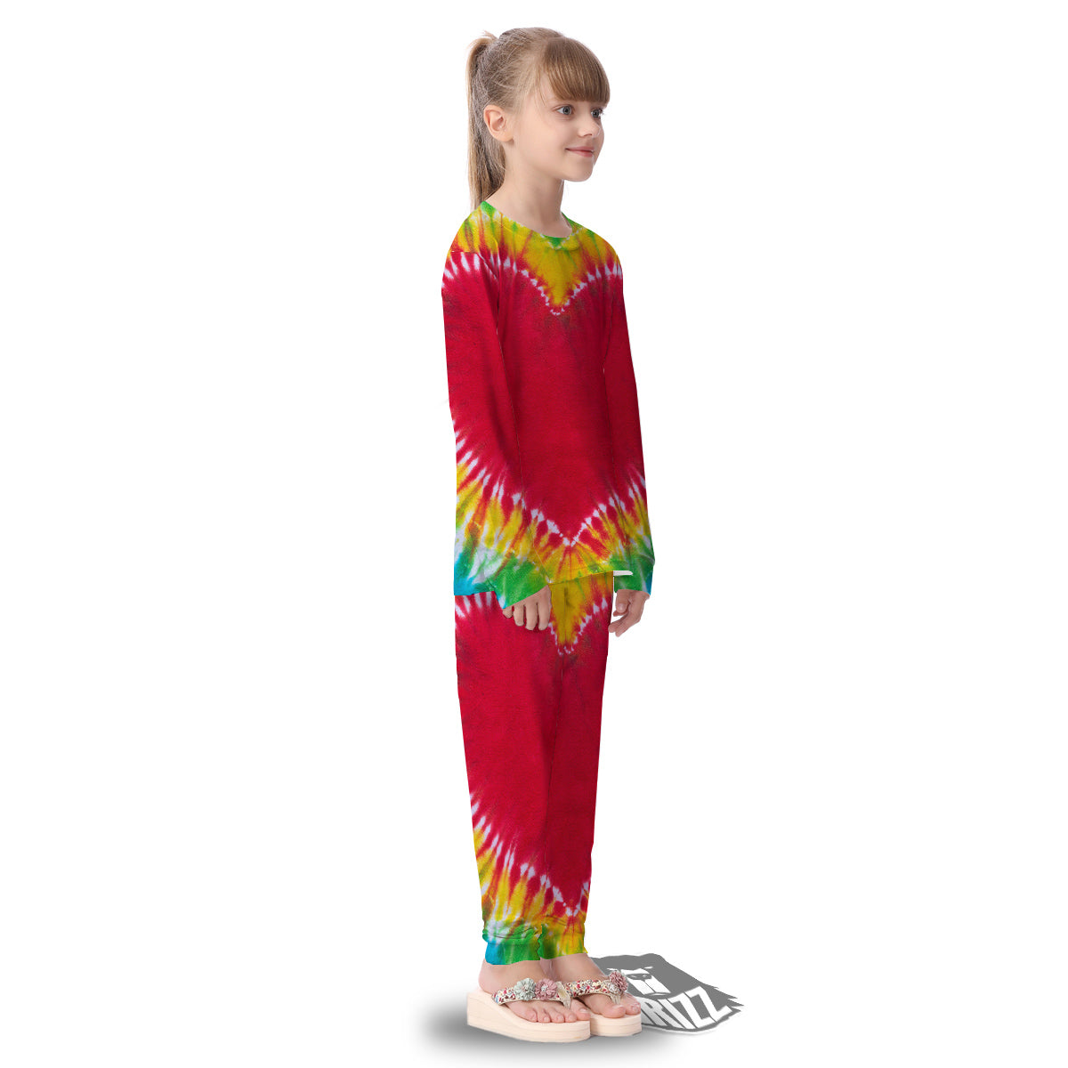 Tie Dye Colorful Heart Print Kid's Pajamas-grizzshop