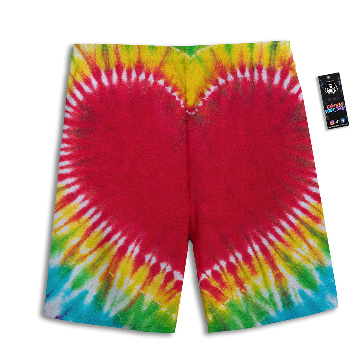 Tie Dye Colorful Heart Print Men's Athletic Shorts