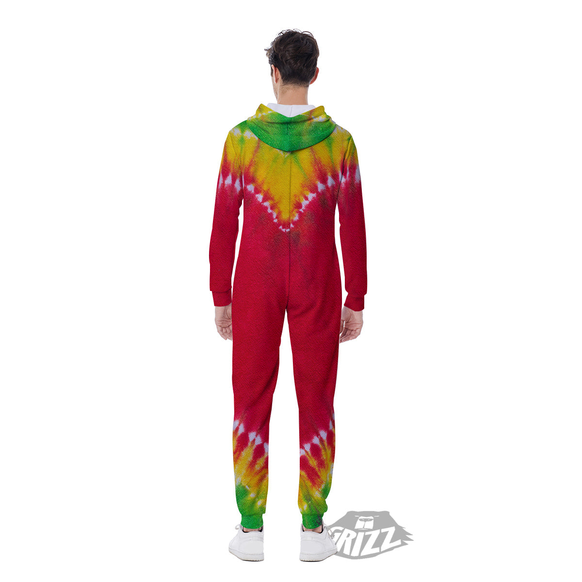 Tie Dye Colorful Heart Print Men's Jumpsuit-grizzshop