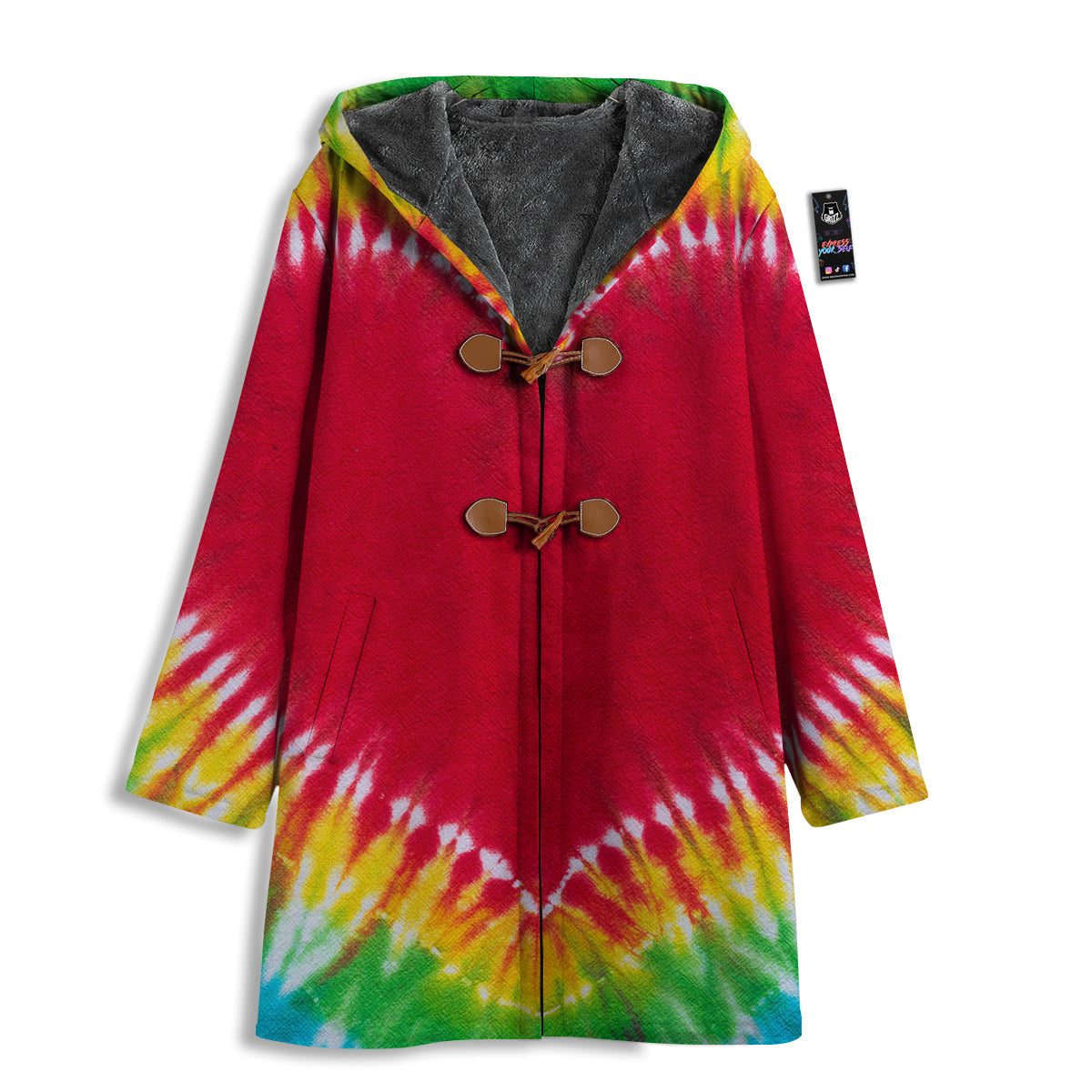 Tie Dye Colorful Heart Print Men's Windbreaker Jacket-grizzshop