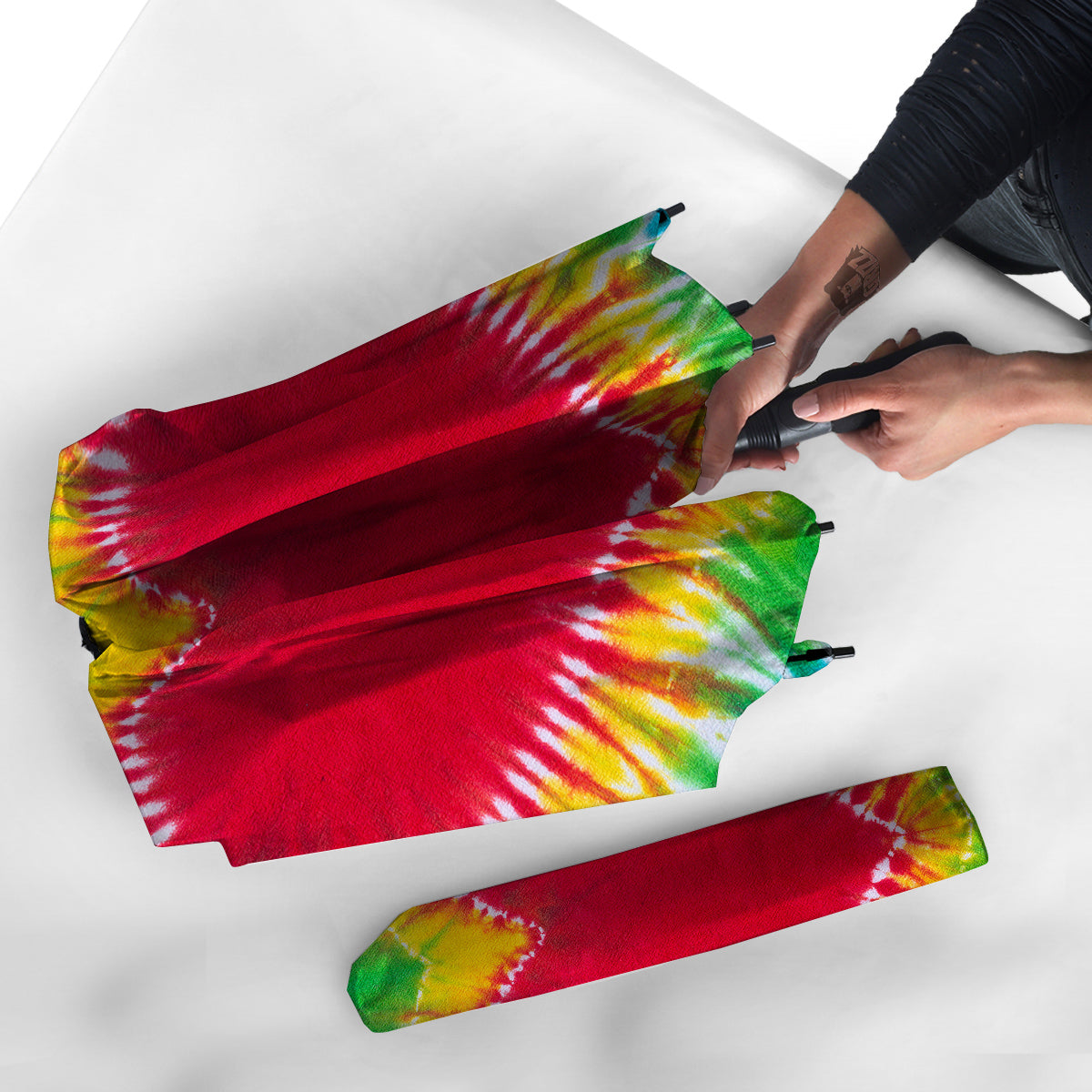 Tie Dye Colorful Heart Print Umbrella-grizzshop