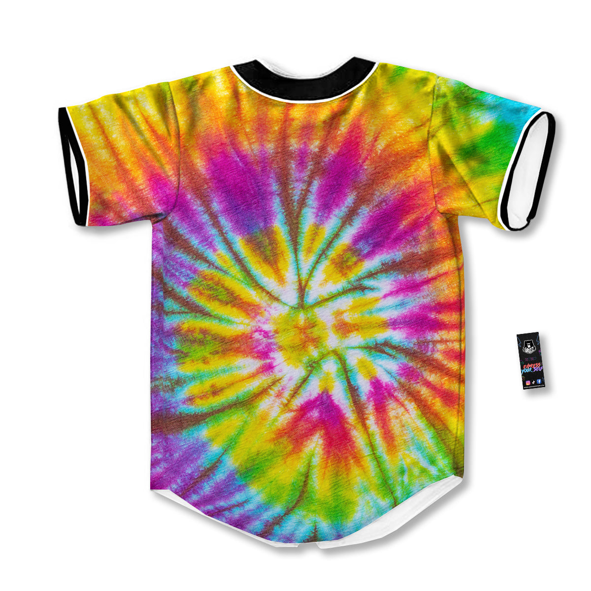 Tie Dye Colorful Hippie Print Baseball Jersey-grizzshop