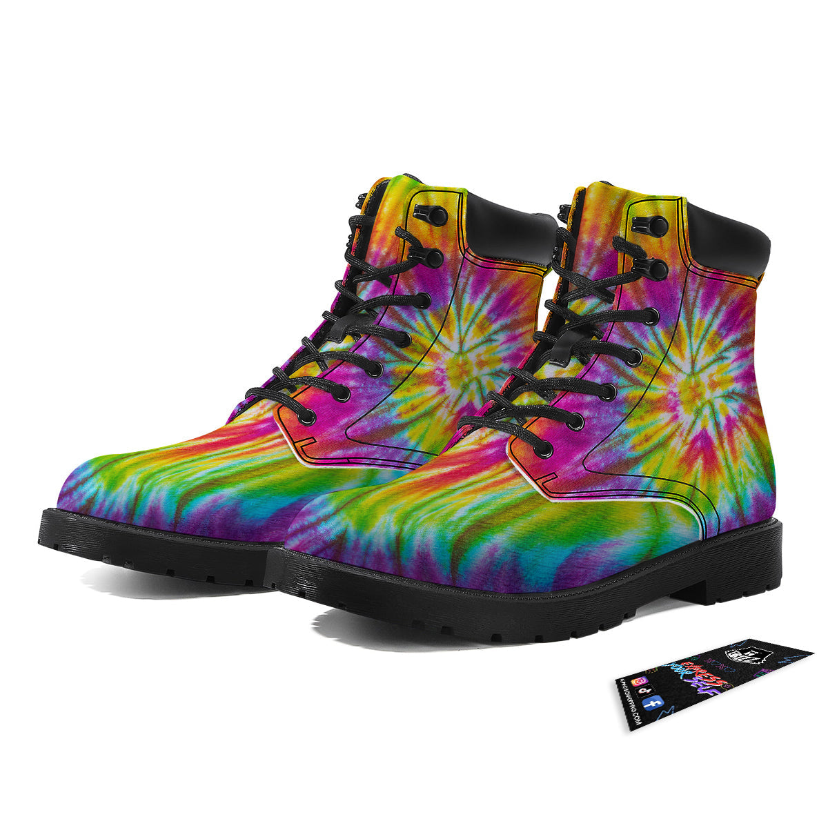 Tie Dye Colorful Hippie Print Boots-grizzshop