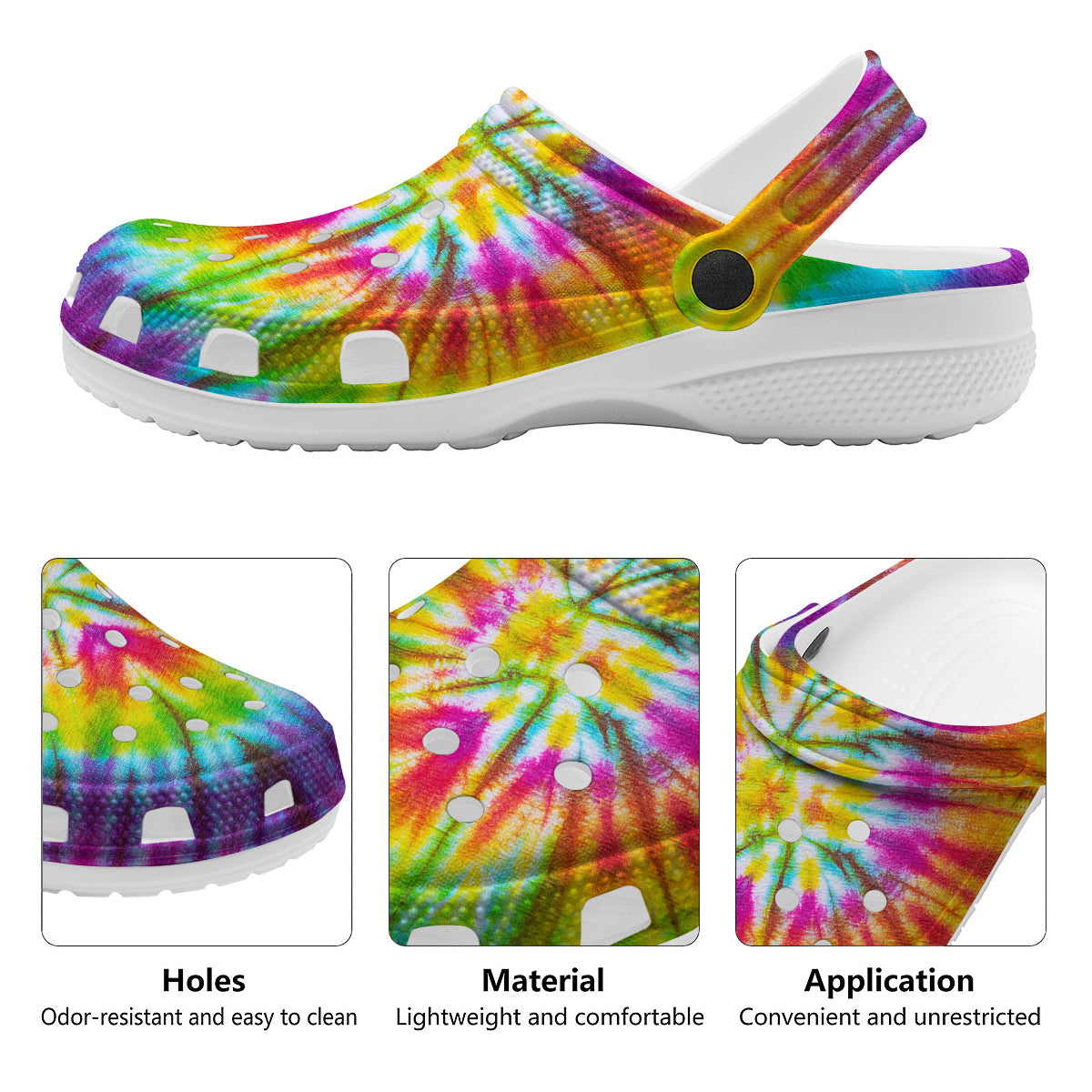 Tie Dye Colorful Hippie Print Clog-grizzshop