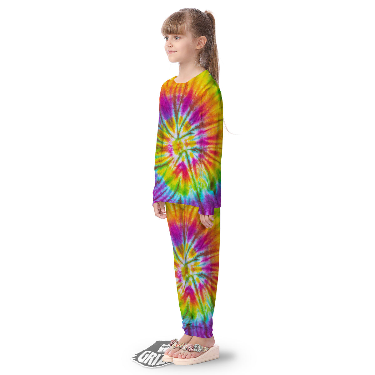 Tie Dye Colorful Hippie Print Kid's Pajamas-grizzshop