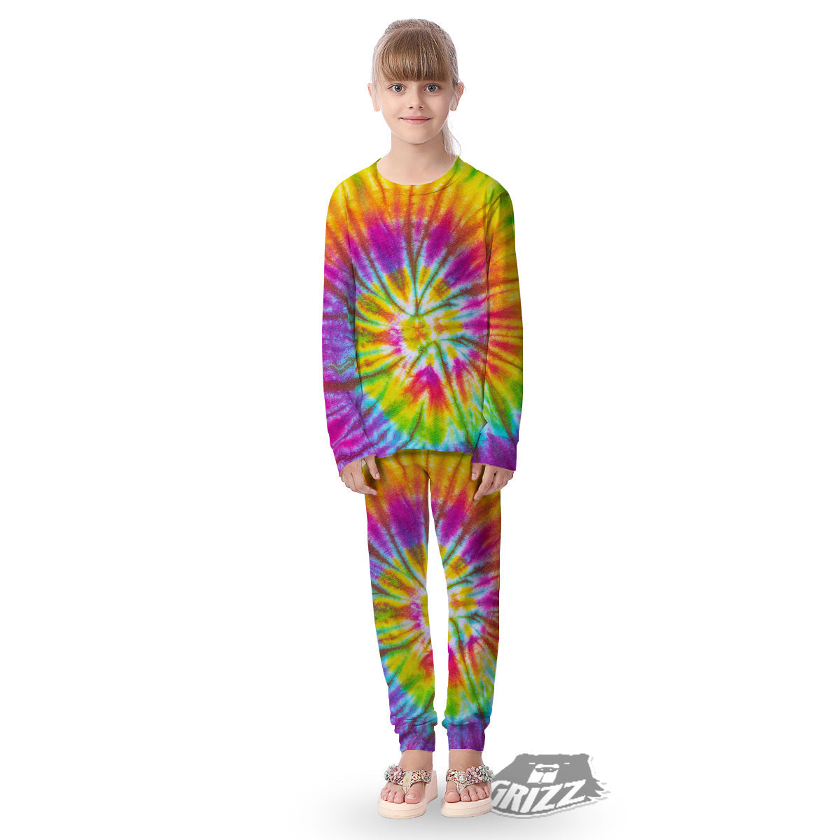 Tie Dye Colorful Hippie Print Kid's Pajamas-grizzshop