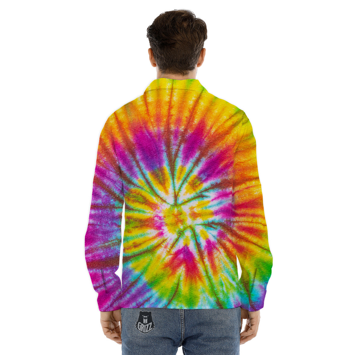 Tie Dye Colorful Hippie Print Men's Dress Shirts-grizzshop