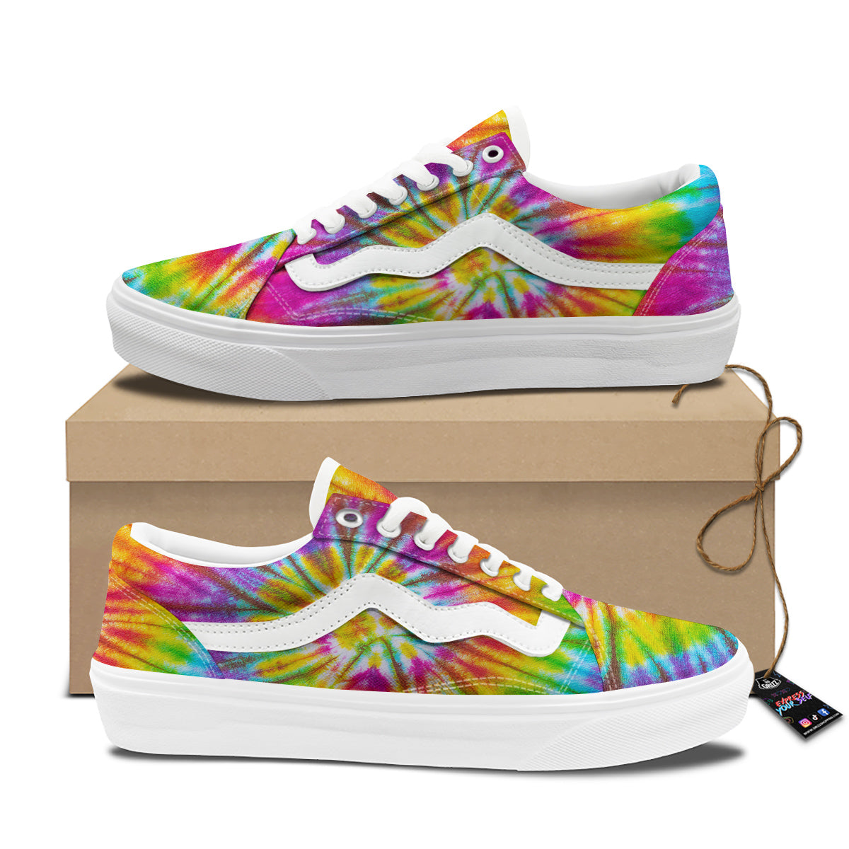 Tie Dye Colorful Hippie Print Skate Shoes-grizzshop