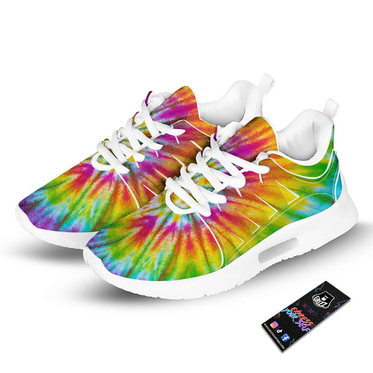 Tie Dye Colorful Hippie Print Tennis Shoes-grizzshop