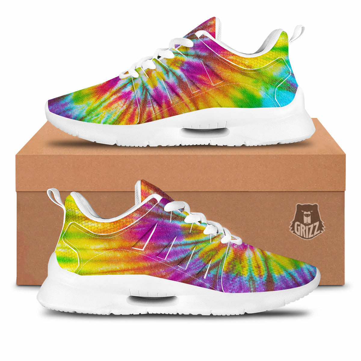 Tie Dye Colorful Hippie Print Tennis Shoes-grizzshop