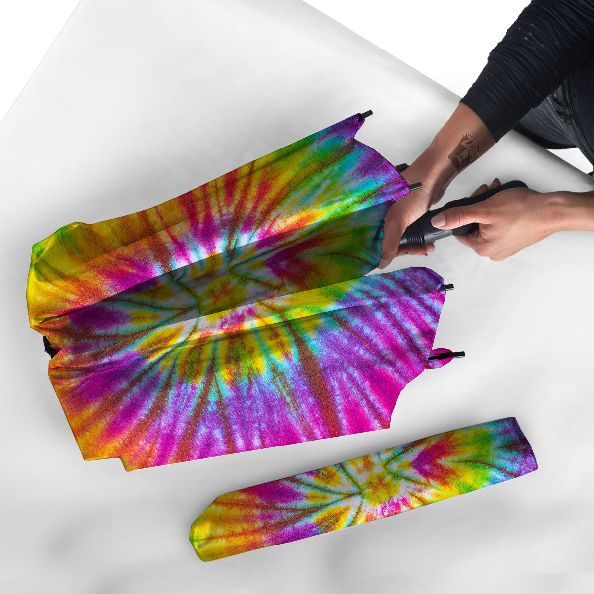 Tie Dye Colorful Hippie Print Umbrella-grizzshop