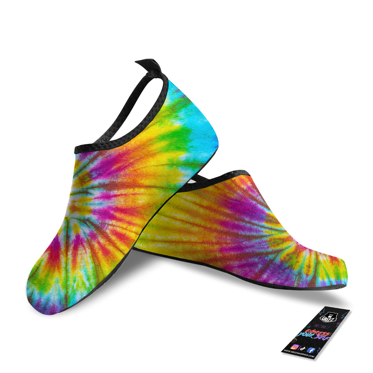 Tie Dye Colorful Hippie Print Water Shoes-grizzshop