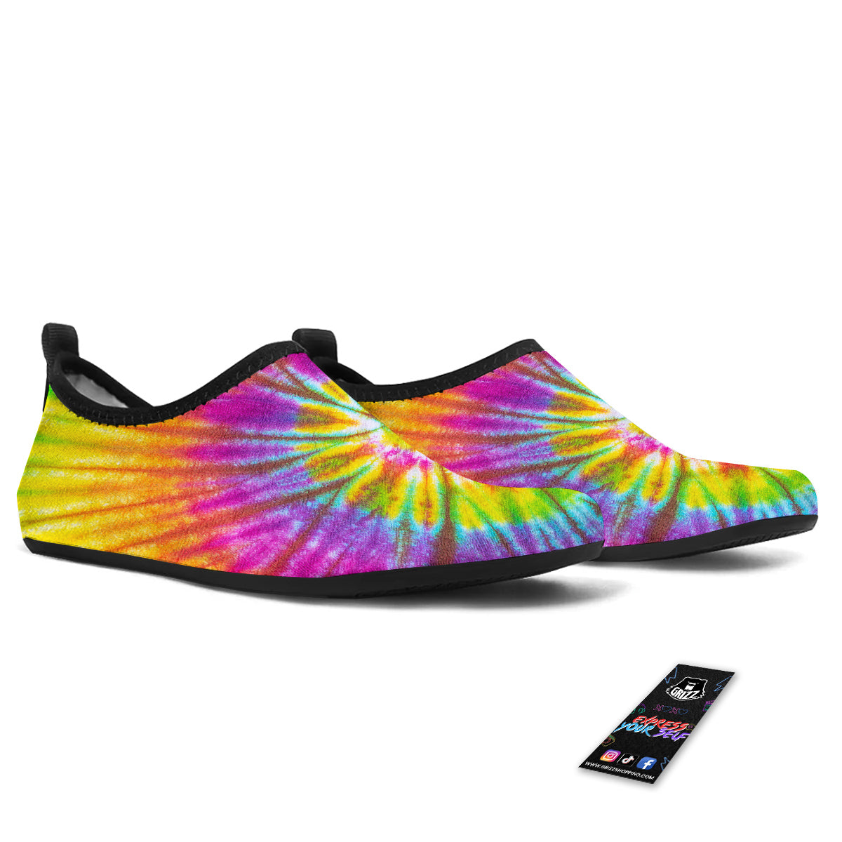 Tie Dye Colorful Hippie Print Water Shoes-grizzshop