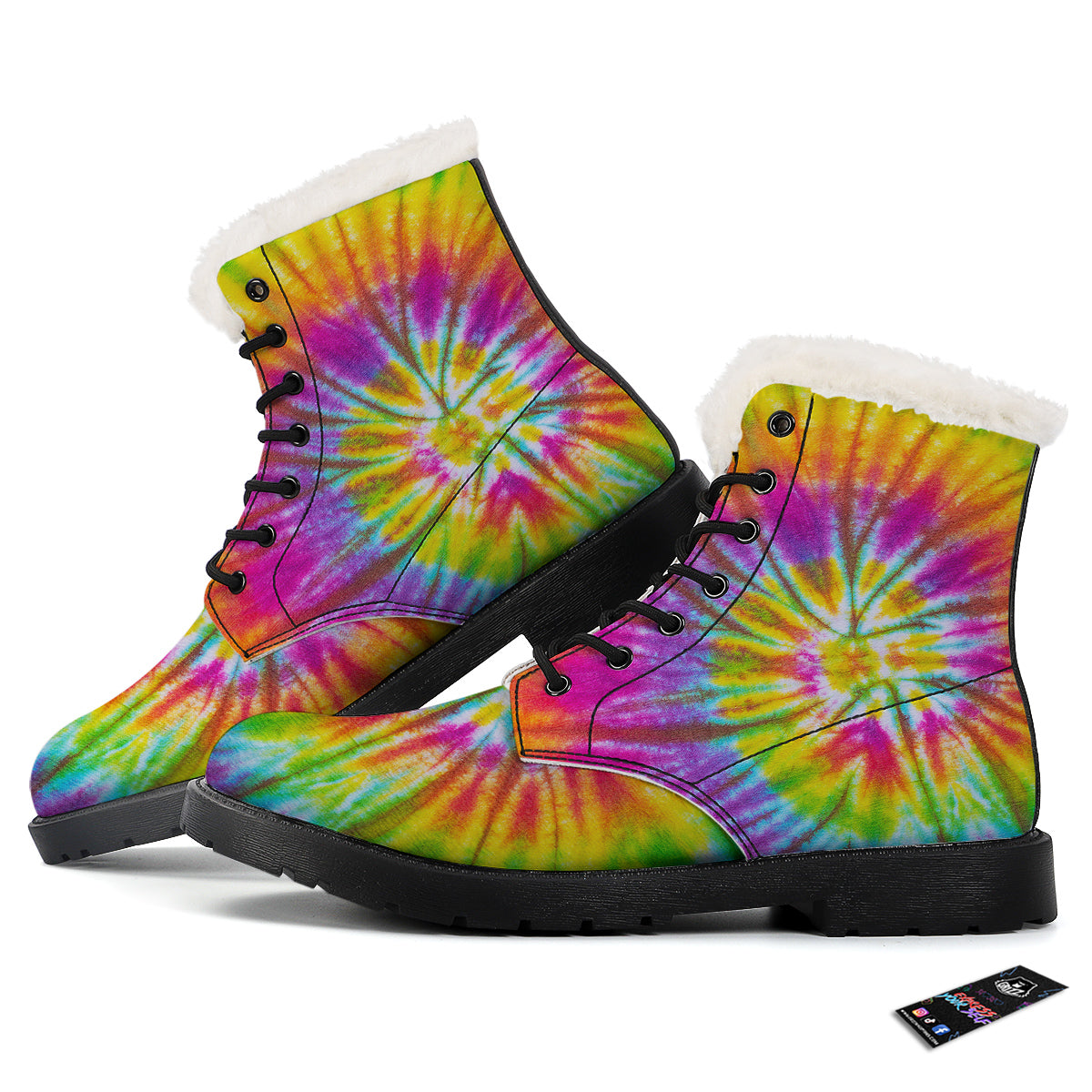 Tie Dye Colorful Hippie Print Winter Boots-grizzshop