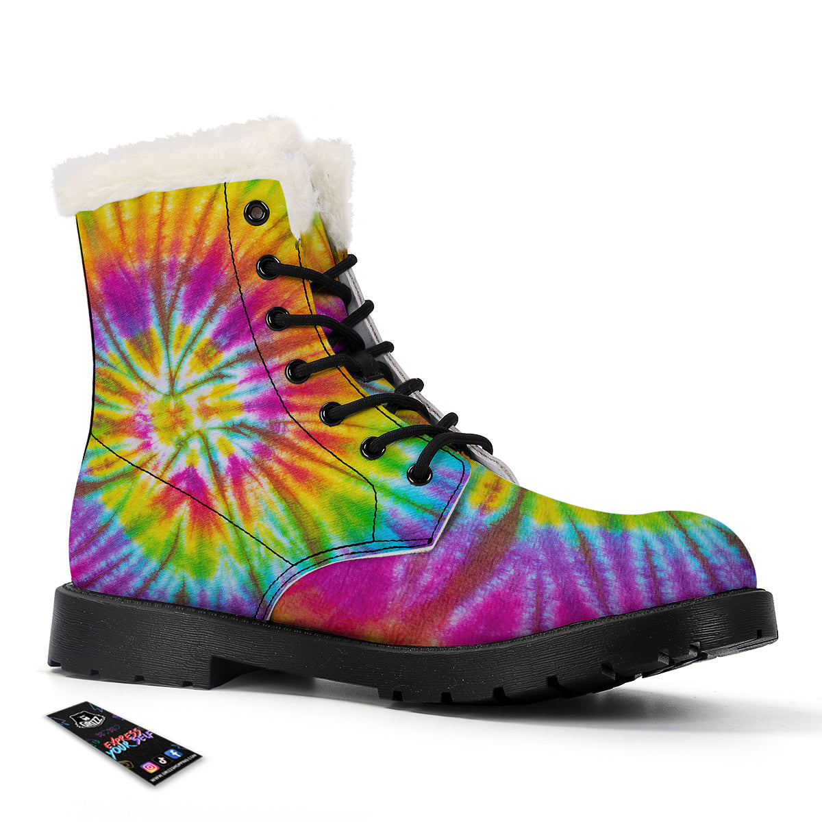 Tie Dye Colorful Hippie Print Winter Boots-grizzshop