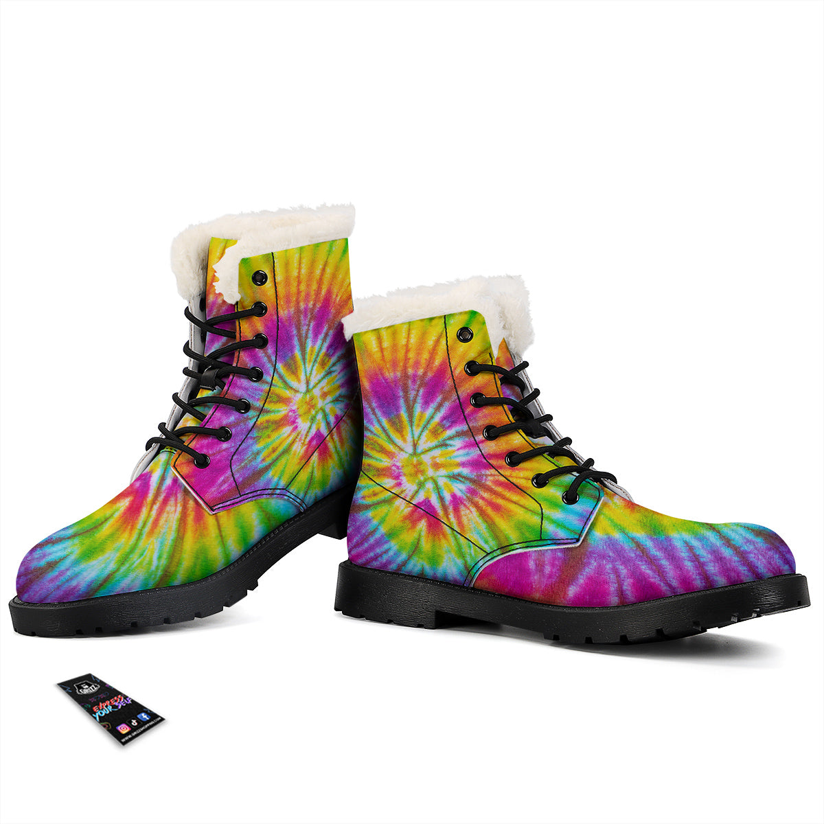 Tie Dye Colorful Hippie Print Winter Boots-grizzshop